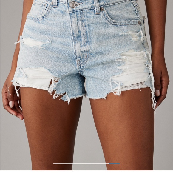 American Eagle AE Strigid Denim Mom Jean Shorts Crossover Waist 12 / 31 - Picture 3 of 15